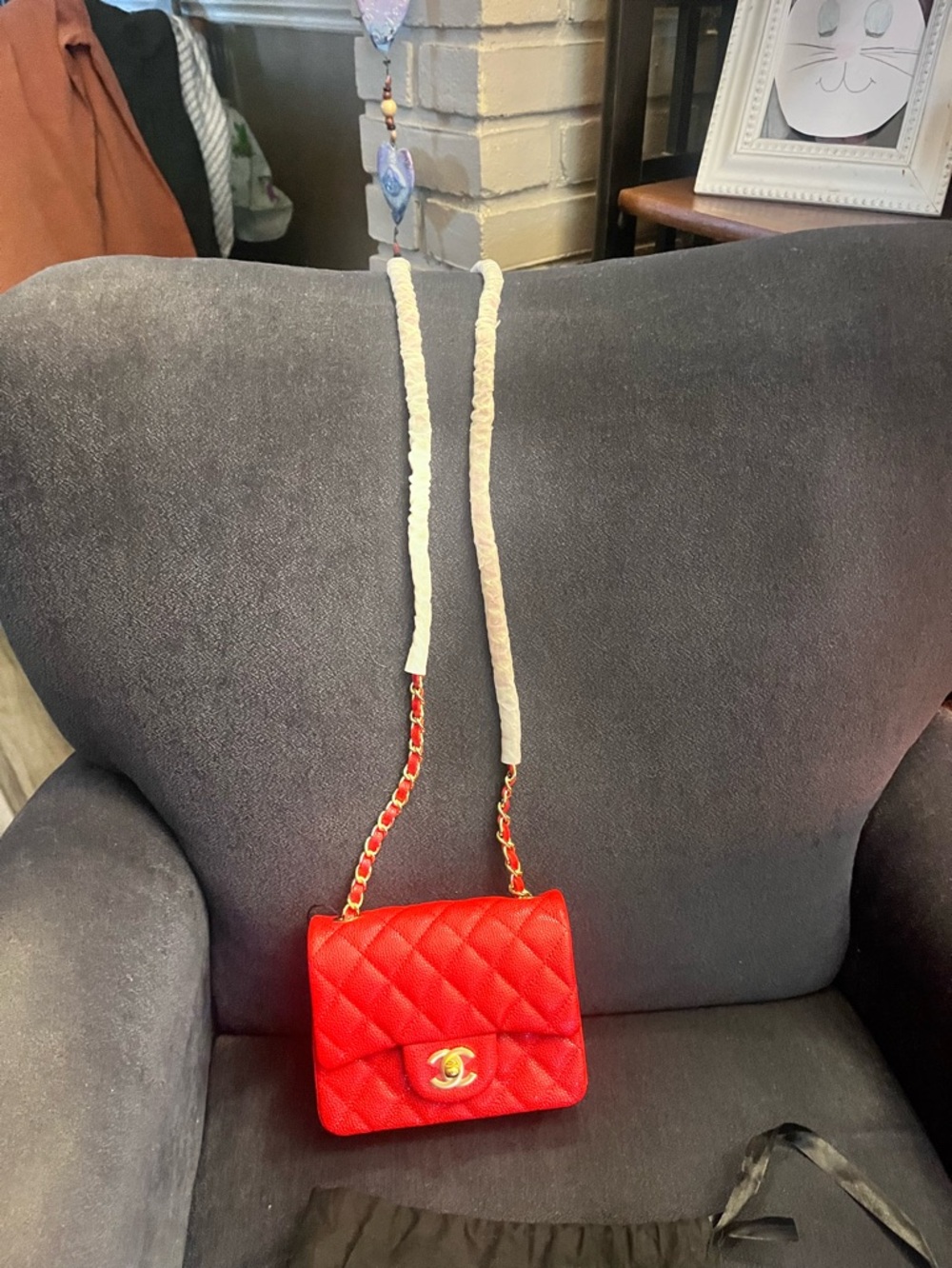 Chanel Quilted Mini Flap Bag in Bright Red leather